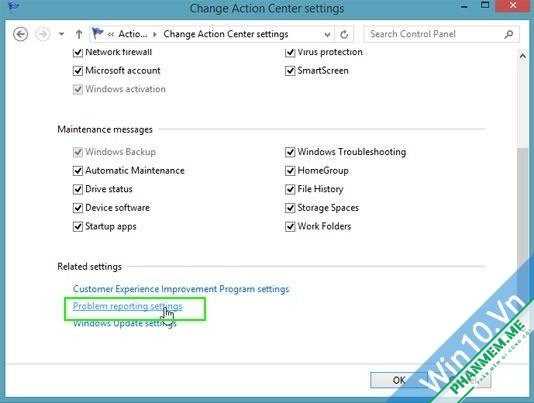 Tắt Error Reporting trong Windows XP 7 8 10 8 click-problem-reporting-set
