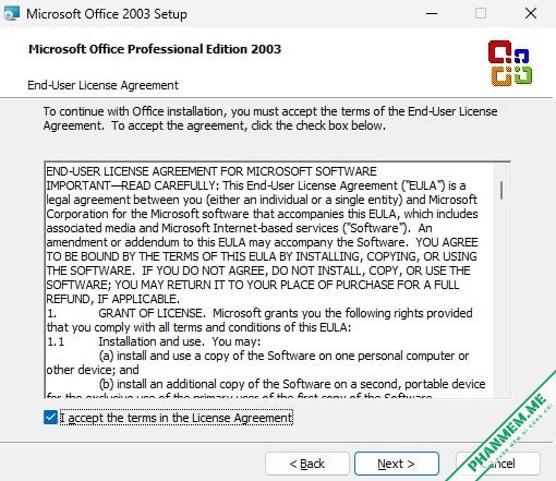 Download Microsoft Office Professional Edition 2003 Full Google Drive 5 I accpet the terms in the License Agreement