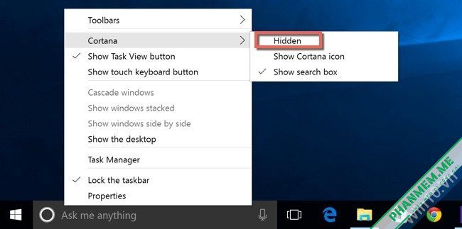 Cách thu nhỏ / ẩn Search Bar trên Windows 10 3 Ẩn Search Bar