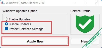 Cách bật / tắt Windows Update Win 10, 11 1 Disable Updates - Update Blocker