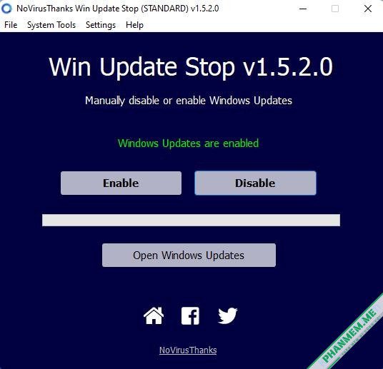 Cách bật / tắt Windows Update Win 10, 11 6 NoVirusThanks Win Update Stop