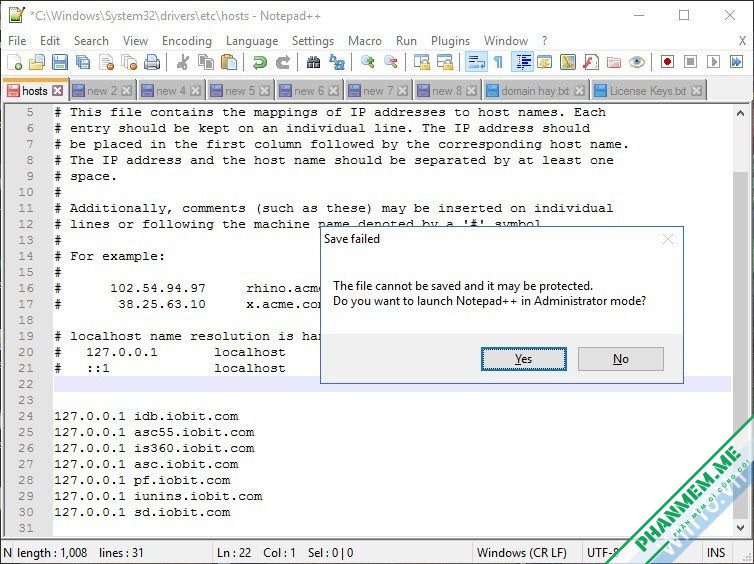 File hosts là gì? Cách sửa file hosts? Công dụng của file hosts? 7 notepad++ file hosts