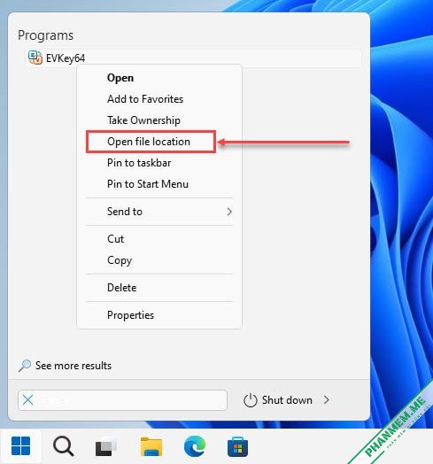 Cách chọn phần mềm, ứng dụng khởi động cùng Windows 11, 10 1 Open file location