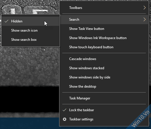 Một vài tinh chỉnh hiển thị trong Windows 10 (Phần 2) 2 Ẩn Search box