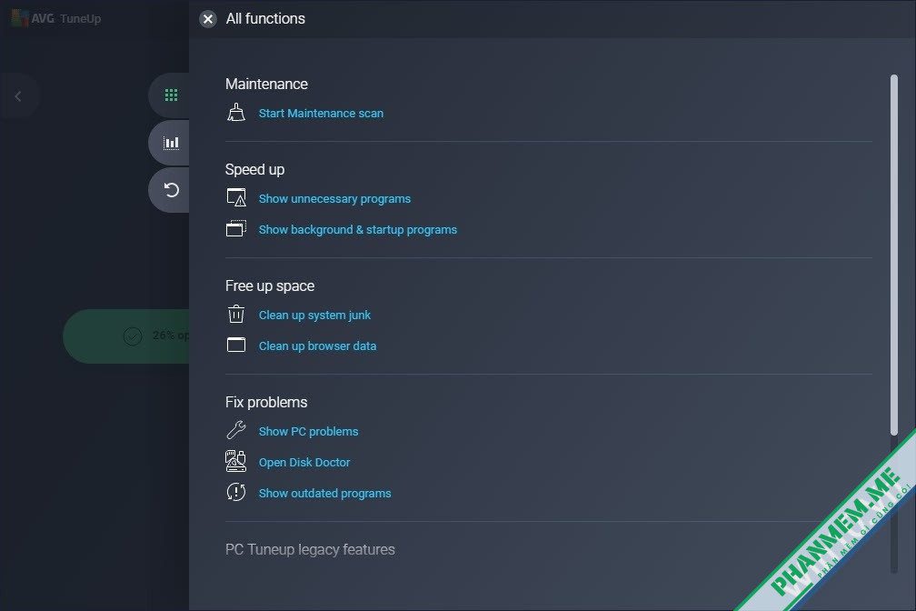 Download AVG TuneUp 21.2 build 2916 – Phần mềm dọn dẹp, tăng tốc máy tính 2 All Functions AVG TuneUp