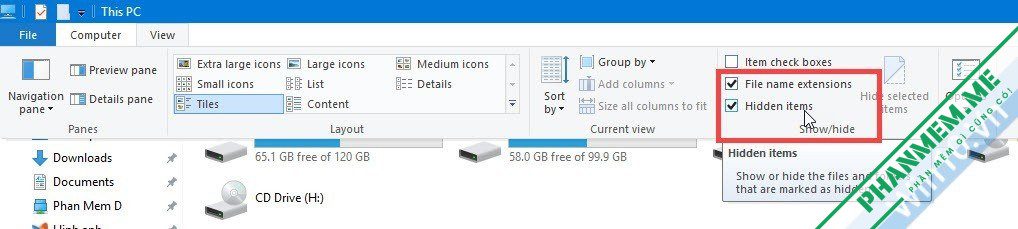 Cách hiện file & thư mục ẩn, hiện đuôi file trên Windows 11, 10, 8, 7, XP 4 Hiện file & folder ẩn, hiện đuôi file Win 10