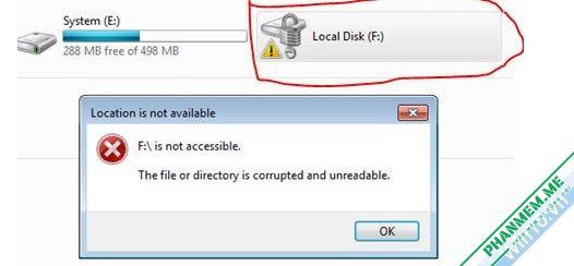 Hướng dẫn sửa lỗi "File or directory is corrupted and unreadable" 1 File or directory is corrupted and unreadable