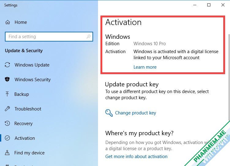 Digital License v3.7 - Active Windows 10 bản quyền kỹ thuật số vĩnh viễn 8 Windows is activated with a digital license linked to your Microsoft account