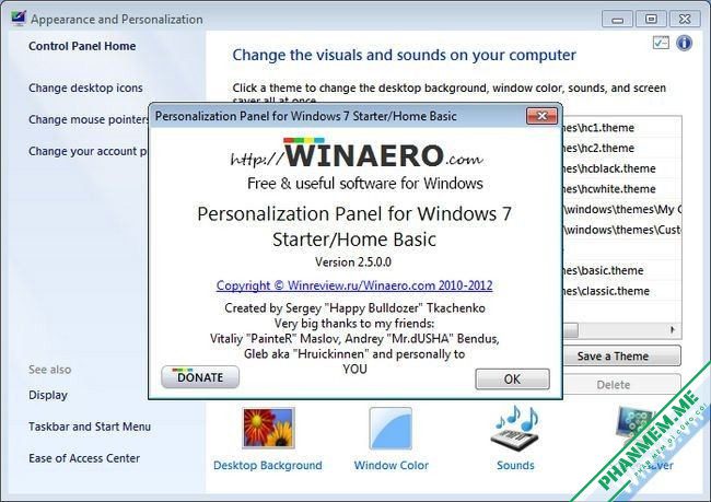 Cách khắc phục lỗi Windows 7 bị mất Menu chuột phải Personalize 2 Personalization Panel