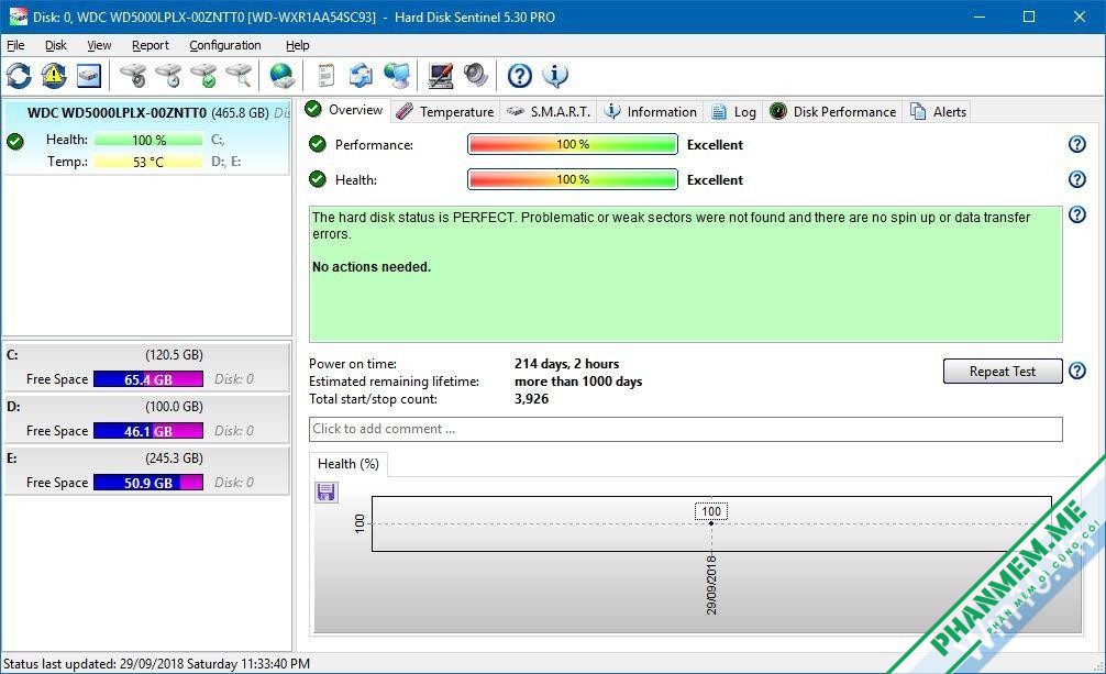 Hard Disk Sentinel Pro 6.40.1378 - Phần mềm kiểm tra ổ cứng 6 Hard Disk Sentinel Overview