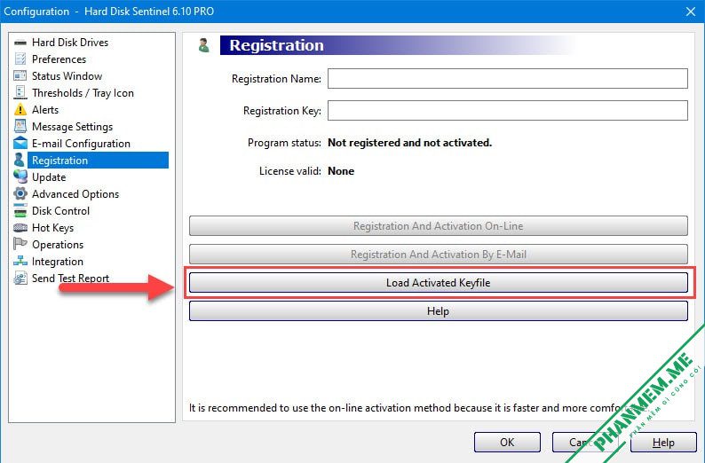 Hard Disk Sentinel Pro 6.40.1378 - Phần mềm kiểm tra ổ cứng 3 Load Activated Keyfile Hard Disk Sentinel Pro
