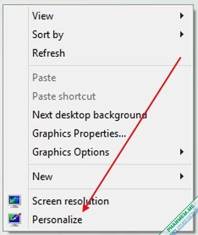 Cách khắc phục lỗi Windows 7 bị mất Menu chuột phải Personalize 1 Mất menu chuột phải Personalize
