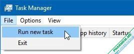 Cách sửa lỗi khởi động Windows chỉ có màn hình đen và con trỏ chuột 2 run new task