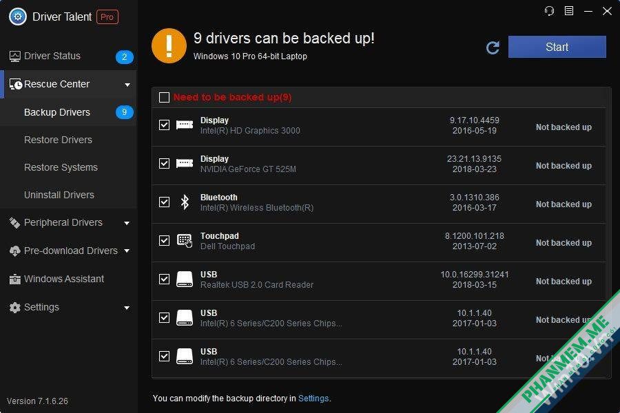 Download Driver Talent Pro 8.1.11.56 + Portable + Network Card 7 Driver Talent sao lưu driver