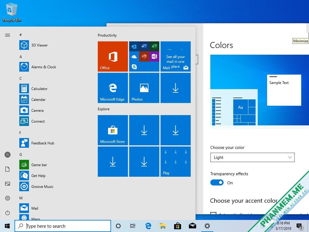 Download Windows 10 1903 Home, Pro, Education, Enterprise 5 Litght Color - Light Theme - Windows 10