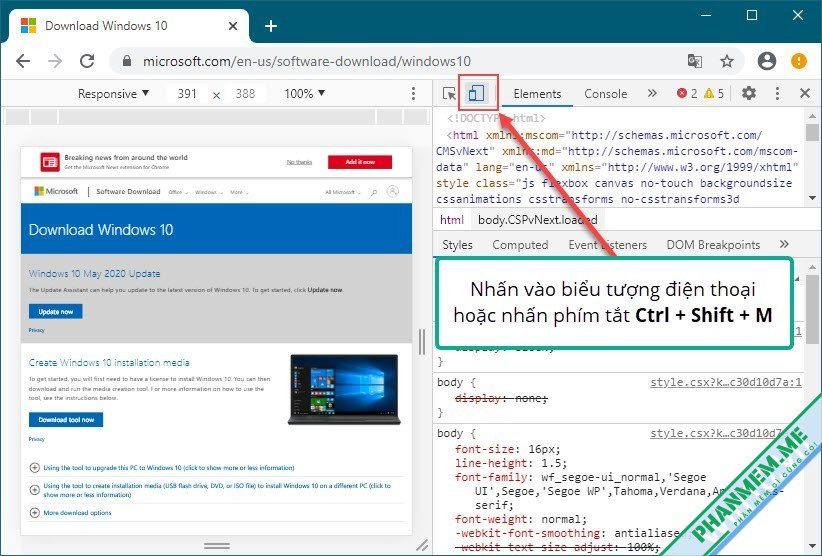 4 Cách Download Windows 10, 11 từ Microsoft, mọi phiên bản, 32bit, 64bit 4 Toggle device toolbar