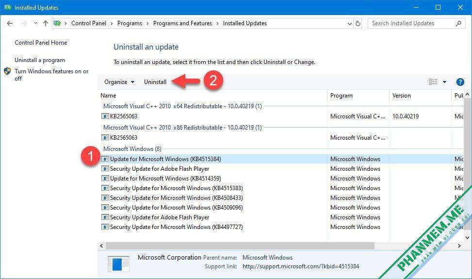 Cách gỡ cài đặt các bản cập nhật Windows 10 4 Gỡ cài đặt bản cập nhật Windows 10