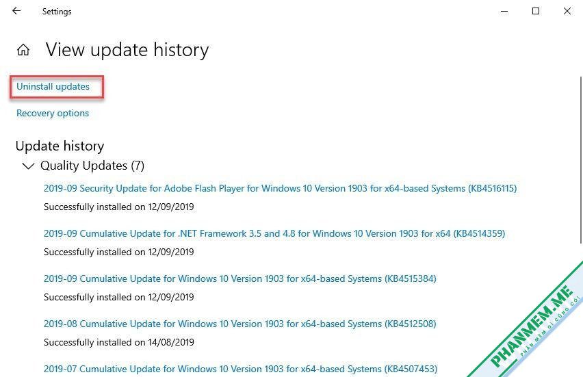 Cách gỡ cài đặt các bản cập nhật Windows 10 3 Uninstall Updates Windows 10