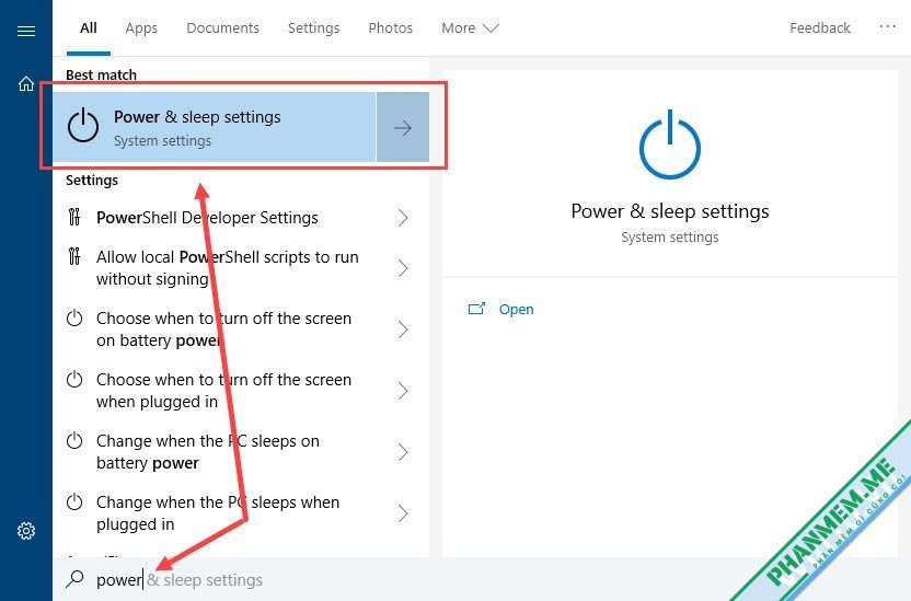 Cách tạo High performance plan cho máy tính/laptop 1 open power sleep settings