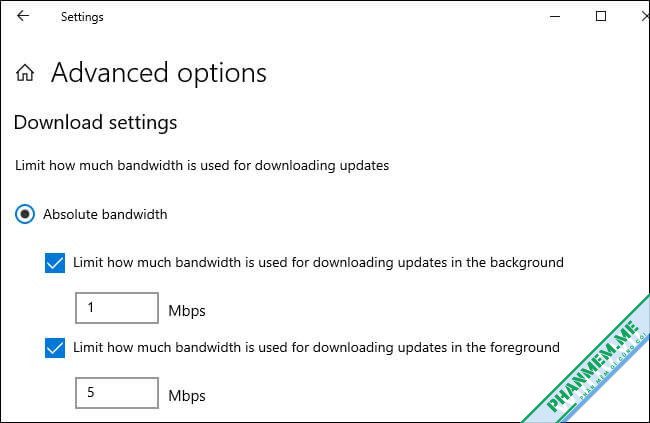 Những tính năng mới trong Windows 10 20H1 - 2004 - May 2020 Update 3 Giới hạn băng thông Windows Update