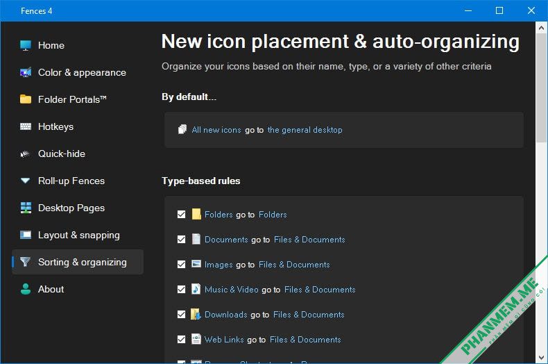Download Stardock Fences 6.02 - Sắp xếp shortcut desktop 5 Sorting & organizing