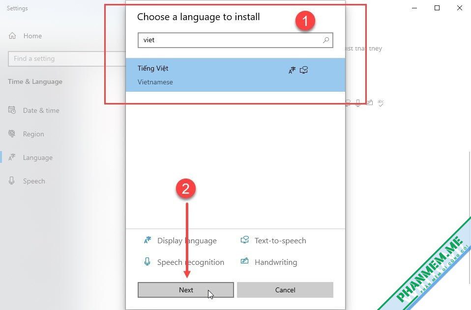 Hướng dẫn cài thêm ngôn ngữ tiếng Việt / English cho Windows 10 3 Cài tiếng Việt cho Windows 10