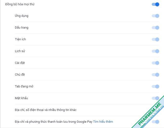 Hướng dẫn sử dụng Google Chrome và các trình duyệt Chromium khác 2 đồng bộ hóa mọi thứ trình duyệt