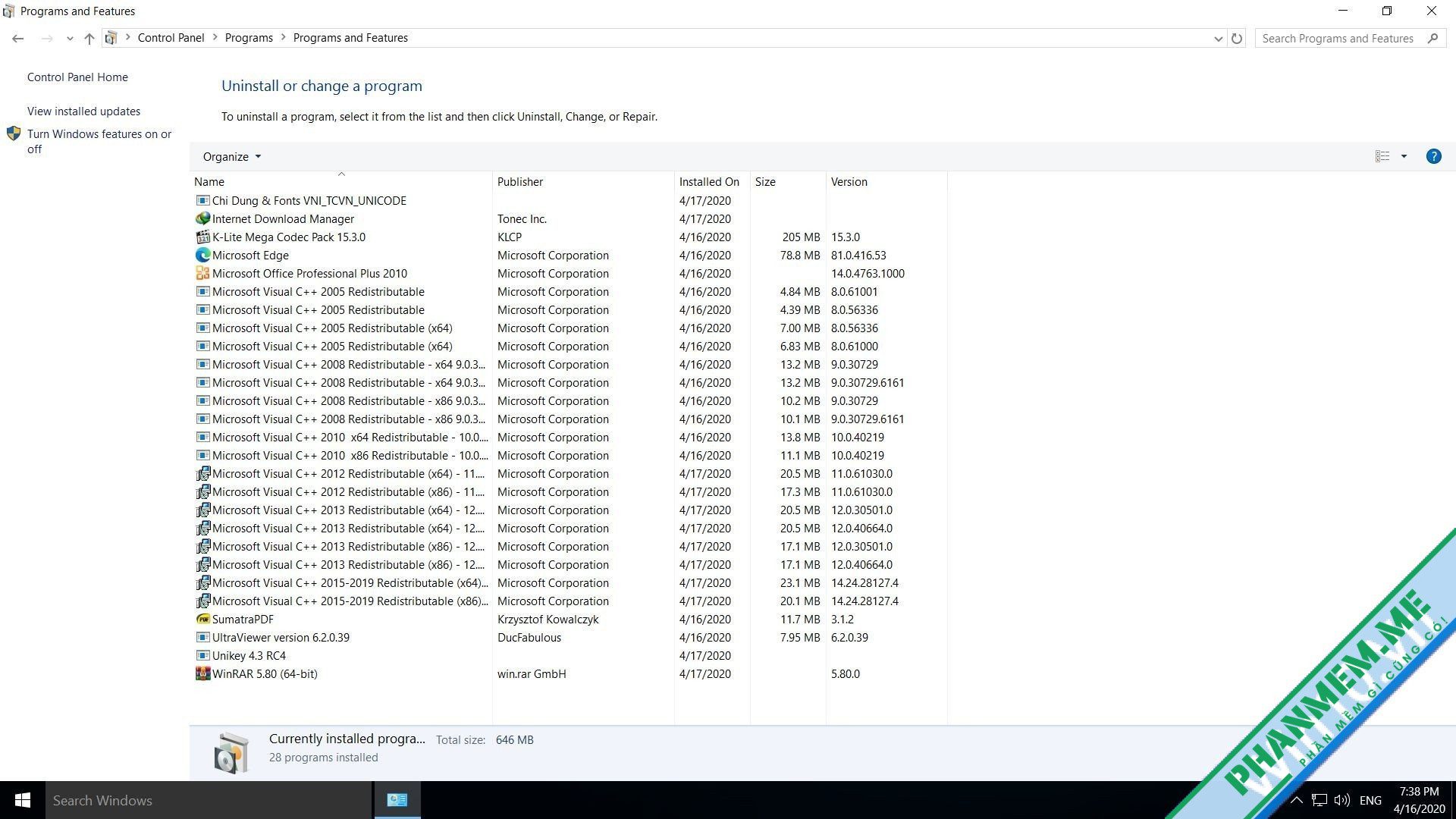 Download Ghost Win 10 LTSB 2016 64bit Full Soft, Full Driver 4 Phần mềm đã cài đặt