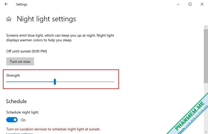 Ánh sáng xanh là gì? Cách bật lọc ánh sáng xanh Win 11, 10, 7 4 Strength Night light - Mức độ lọc ánh sáng xanh