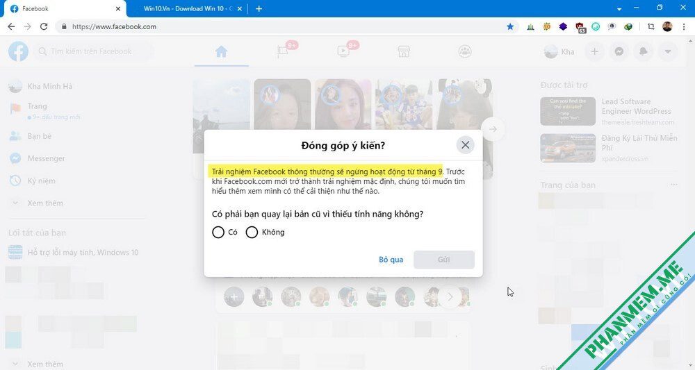 Cách thay đổi giao diện Facebook cũ trên máy tính Windows 2 Chuyển qua giao diện Facebook cũ