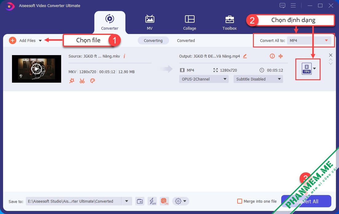Aiseesoft Video Converter Ultimate 10.9.18 - Phần mềm chuyển đổi định dạng Video 5 Chuyển định dạng Video bằng Aiseesoft Video Converter Ultimate
