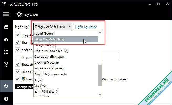AirLiveDrive Pro 2.4.2 biến các lưu trữ đám mây thành ổ đĩa máy tính 32 Cài tiếng Việt AirLiveDrive Pro