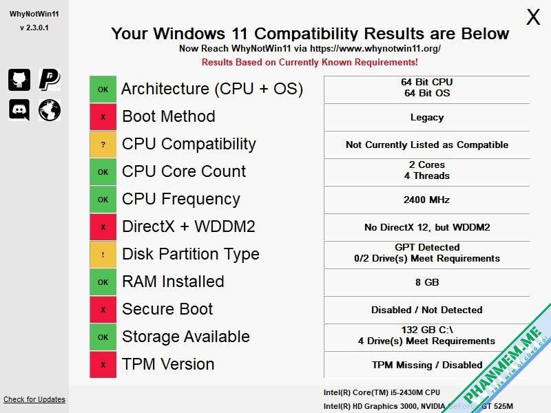 Cách kiểm tra máy bạn có cài được Windows 11 hay không 1 WhyNotWin11