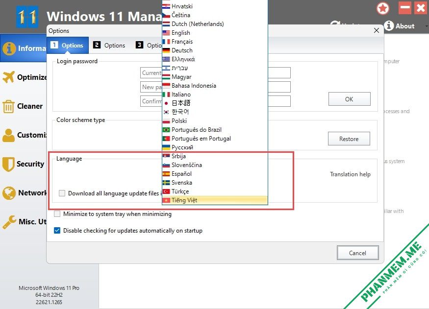 Windows 11 Manager v1.4.2 - Tối ưu hóa, tinh chỉnh, sửa chữa và dọn dẹp Windows 11 11 Cài tiếng Việt cho Windows 11 Manager