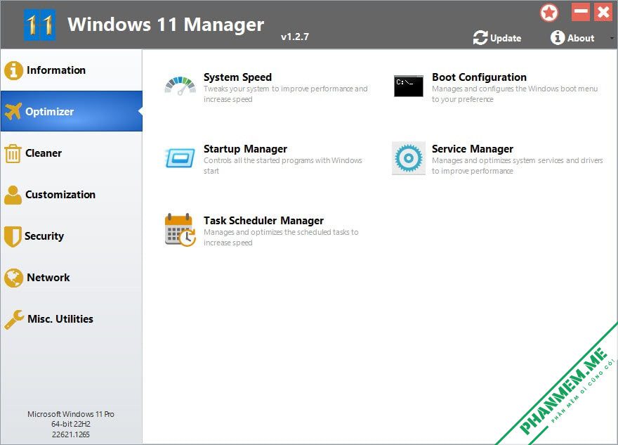Windows 11 Manager v1.4.2 - Tối ưu hóa, tinh chỉnh, sửa chữa và dọn dẹp Windows 11 4 Windows 11 Manager Optimizer
