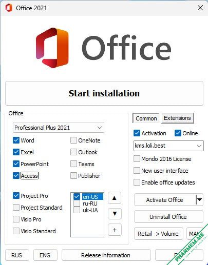 Download Microsoft Office 2021 Professional Plus + Key 5 Chọn các ứng dụng bạn muốn cài đặt Office LTSC 2021 Professional Plus