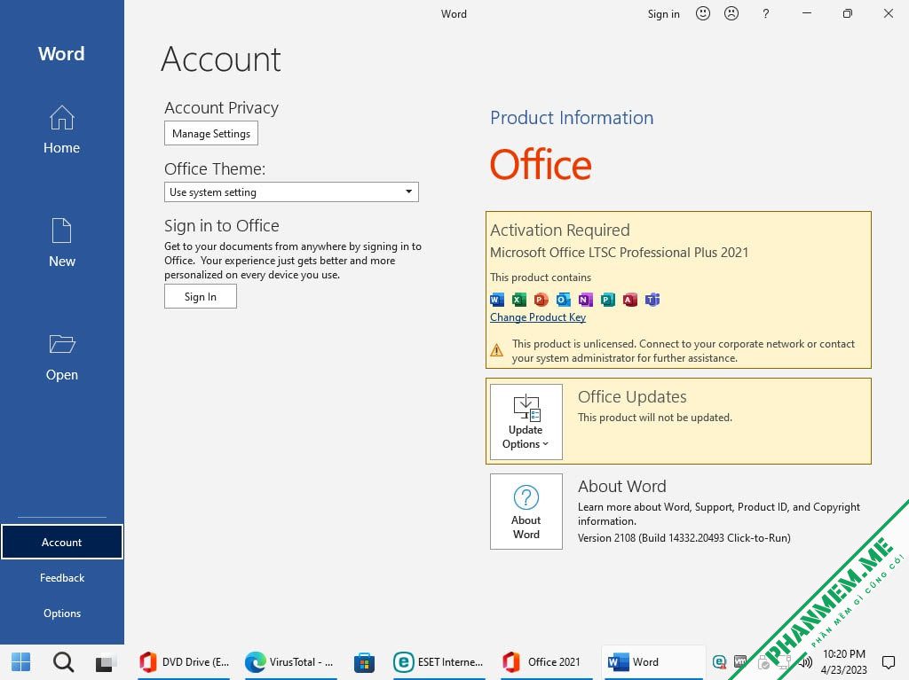 Download Microsoft Office 2021 Professional Plus + Key 8 Word Office 2021 Pro Plus chưa được kích hoạt