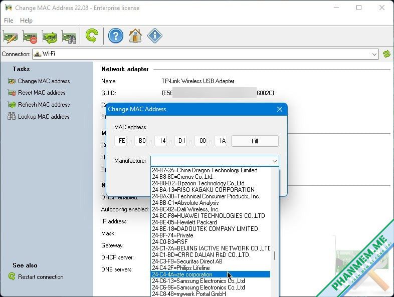 Change MAC Address 25.05 - Phần mềm đổi địa chỉ MAC 4 Chọn MAC Address