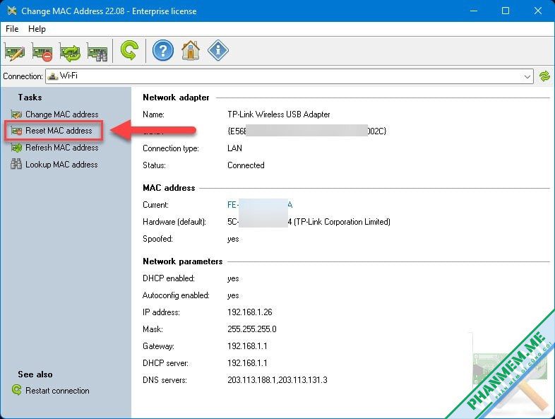 Change MAC Address 25.05 - Phần mềm đổi địa chỉ MAC 6 Reset MAC Address