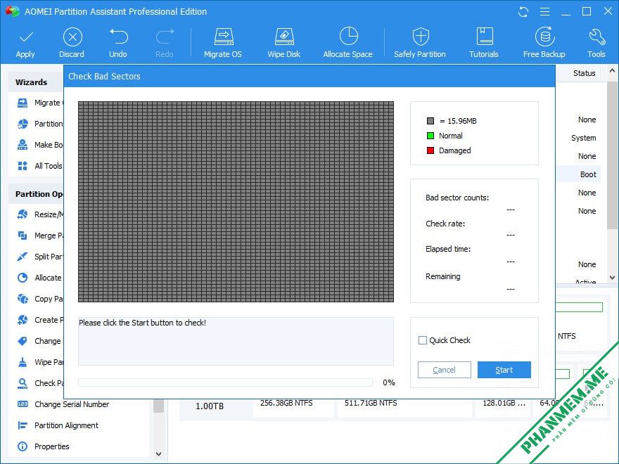 AOMEI Partition Assistant Technician v10.10.0 | Quản lý phân vùng, ổ đĩa 6 Check bad sector