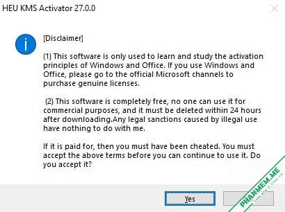 HEU KMS Activator v63.3.0 - Kích hoạt Windows 10, 11, Office 2024, 365 4 Đồng ý điều khoản HEU KMS Activator