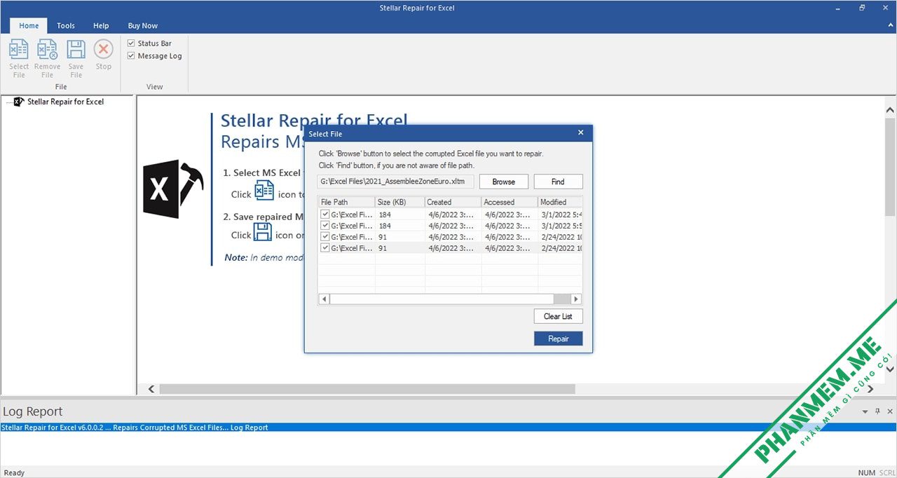 Stellar Repair for Excel 7.0.0.3- Sửa file Excel bị hỏng 2 Chọn file Excel cần sửa chữa bằng Stellar Repair for Excel