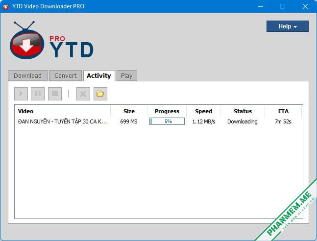 YTD Video Downloader Pro 7.6.4.1 - Tải Video YouTube, Facebook, Vimeo 3 Đang tải xuống video bằng YTD Video Downloader Pro