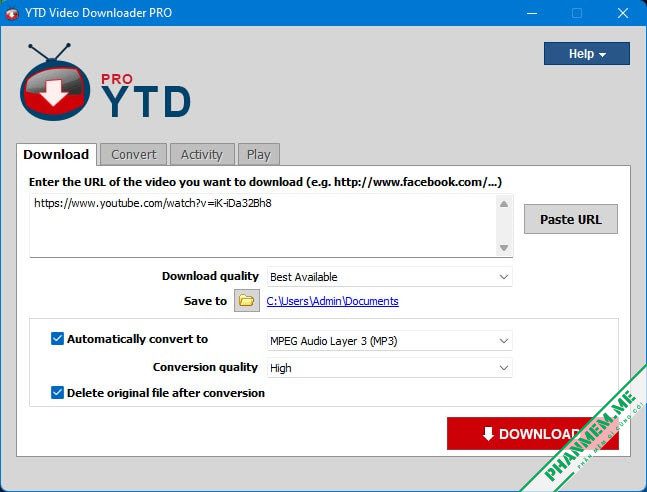 YTD Video Downloader Pro 7.6.4.1 - Tải Video YouTube, Facebook, Vimeo 4 Download MP3 Youtube bằng YTD Video Downloader Pro