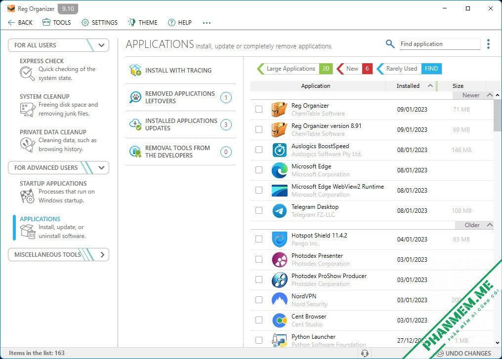 Reg Organizer 9.91 - Dọn dẹp registry, tăng tốc hệ thống 6 Reg Organizer Applications