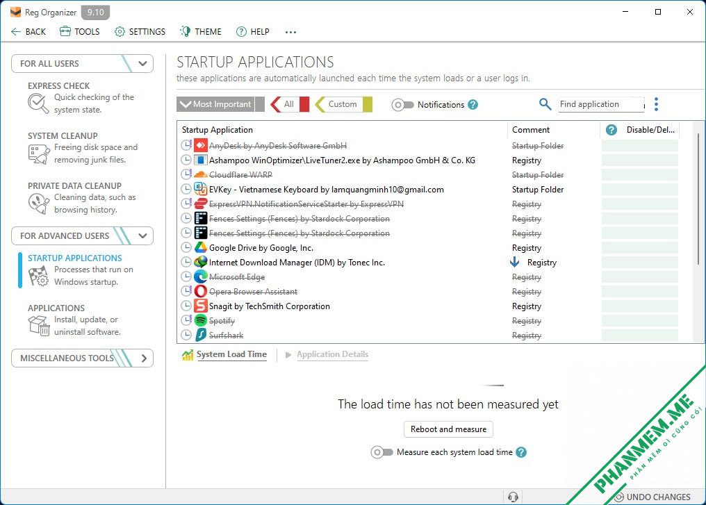 Reg Organizer 9.91 - Dọn dẹp registry, tăng tốc hệ thống 5 Reg Organizer Startup Applications