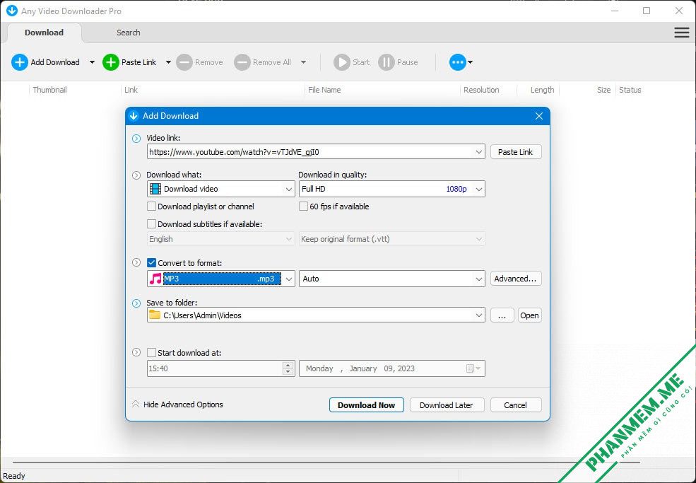 Any Video Downloader Pro 10.2.3 - Phần mềm Download Video Facebook, Youtube 3 Tải MP3 Youtube Any Video Downloader Pro