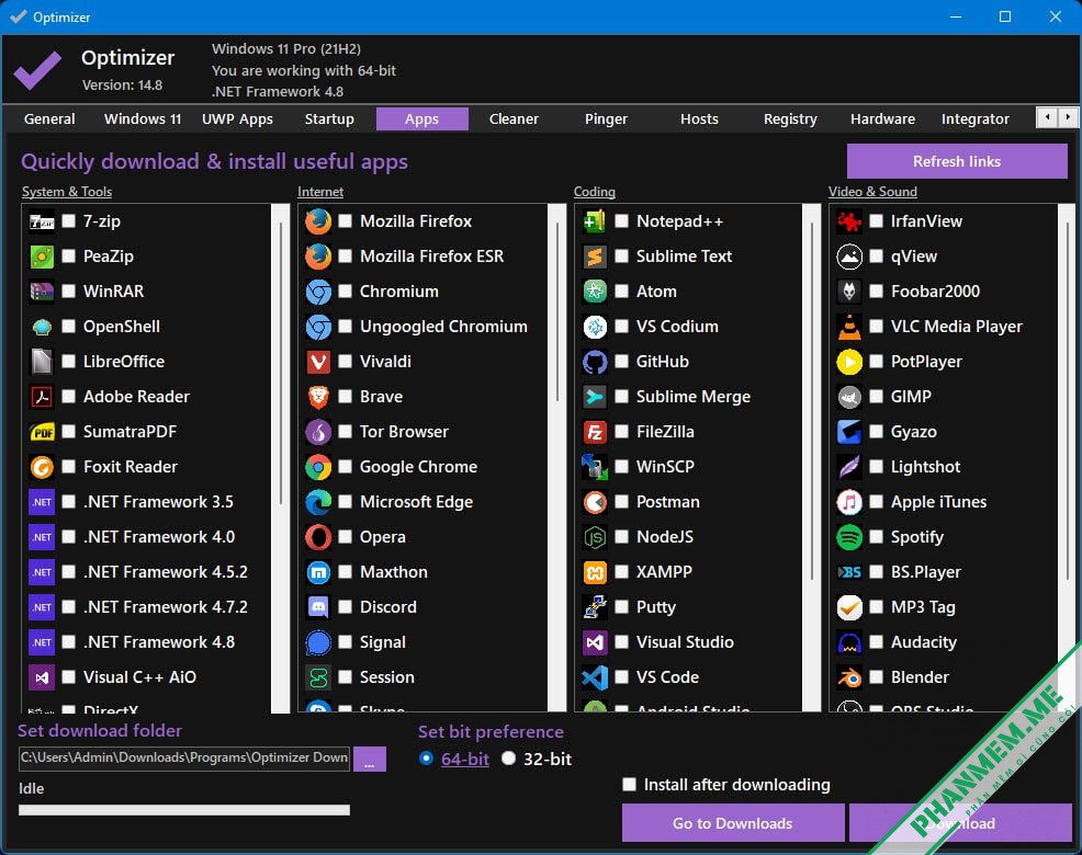 Optimizer 16.7 by hellzerg | Tối ưu hóa Windows 10, 11 6 Tải nhanh phần mềm bằng Optimizer