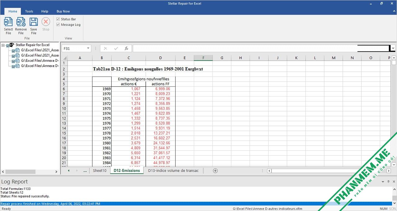 Stellar Repair for Excel 7.0.0.3- Sửa file Excel bị hỏng 4 Xem trước nội dung chỉnh sửa tệp Excel bằng Stellar Repair for Excel