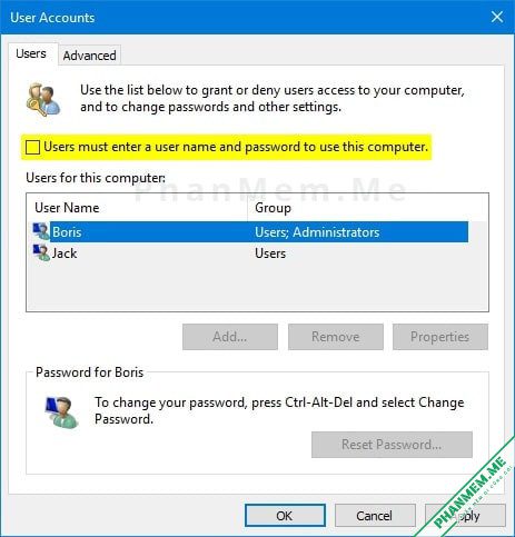 Cách đăng nhập máy tính mà không cần mật khẩu - Bypass Administrator Password 10 Bật tự động đăng nhập Windows
